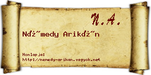 Némedy Arikán névjegykártya
